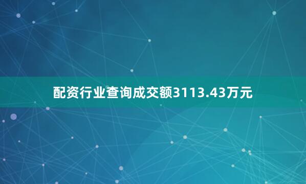 配资行业查询成交额3113.43万元